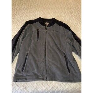 Harley Davidson Mens Gray Black Fleece Zip Up Jacket Size 3XL Back Skull Logo